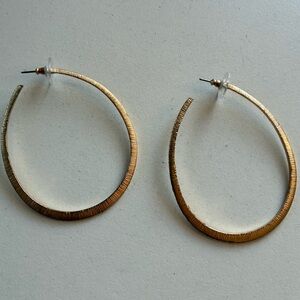 2.5” Gold Wire Wrapped Textured Design Unique Hoop Earrings